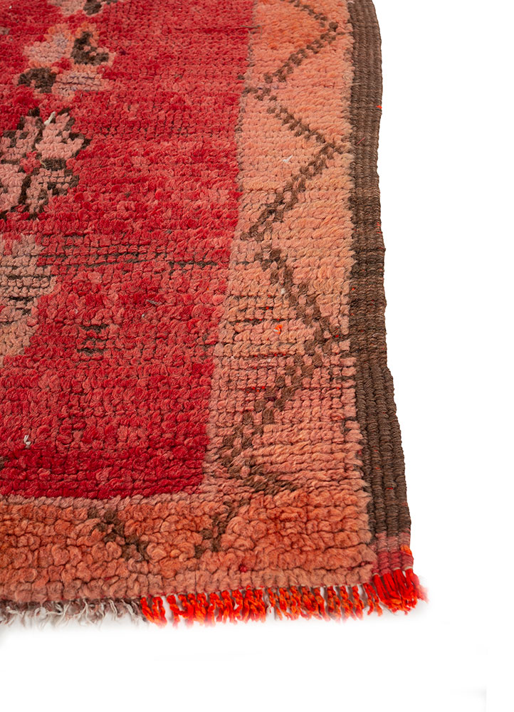 nuray red and orange wool hand knotted Rug - Corner