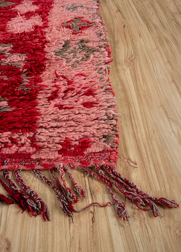 nuray red and orange wool hand knotted Rug - Corner
