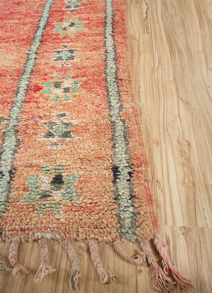nuray red and orange wool hand knotted Rug - Corner