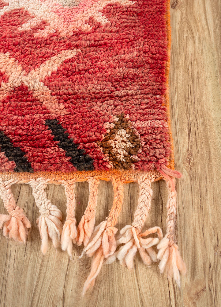 nuray red and orange wool hand knotted Rug - Corner