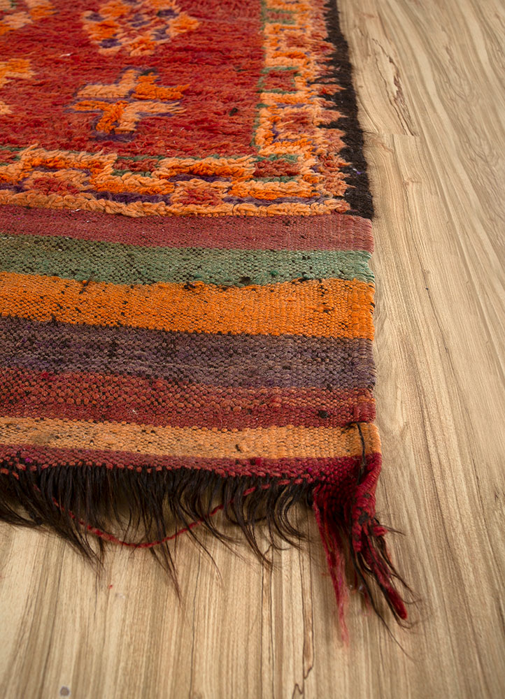 nuray red and orange wool hand knotted Rug - Corner