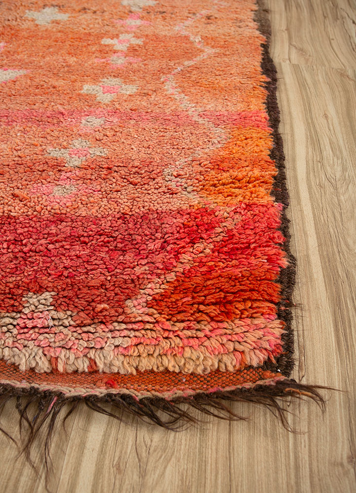 nuray red and orange wool hand knotted Rug - Corner