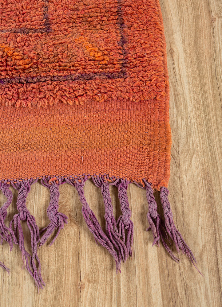 nuray red and orange wool hand knotted Rug - Corner