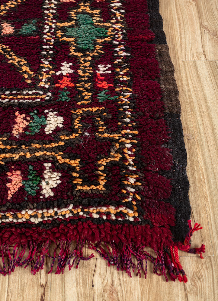 nuray red and orange wool hand knotted Rug - Corner