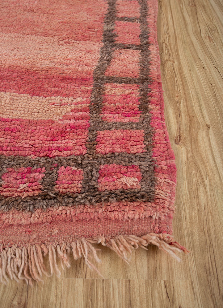 nuray red and orange wool hand knotted Rug - Corner