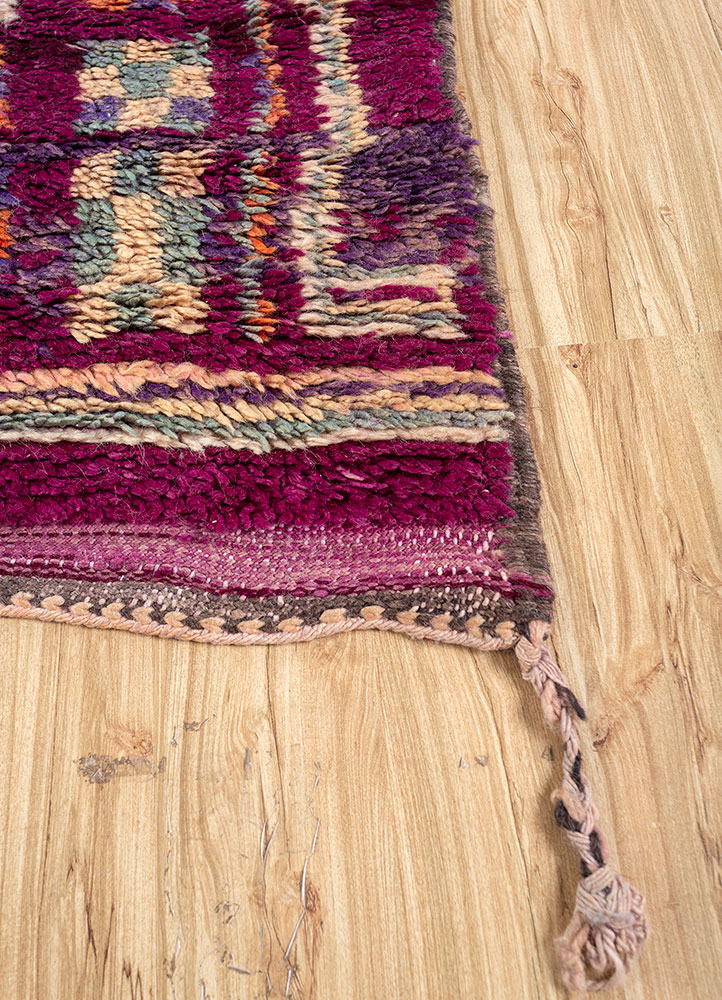 nuray pink and purple wool hand knotted Rug - Corner