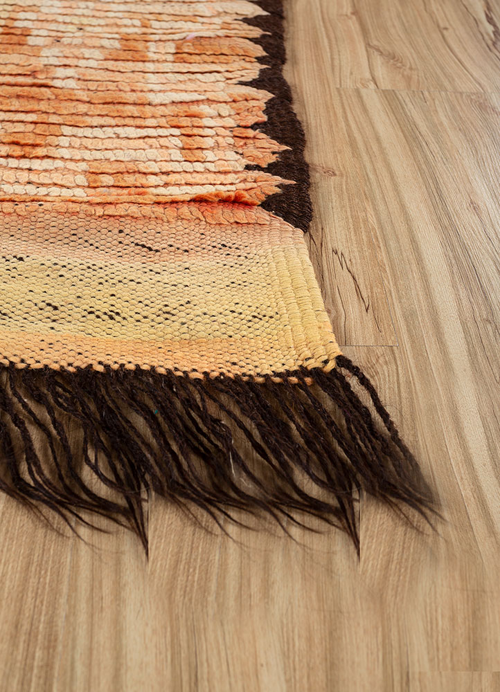 nuray red and orange wool hand knotted Rug - Corner