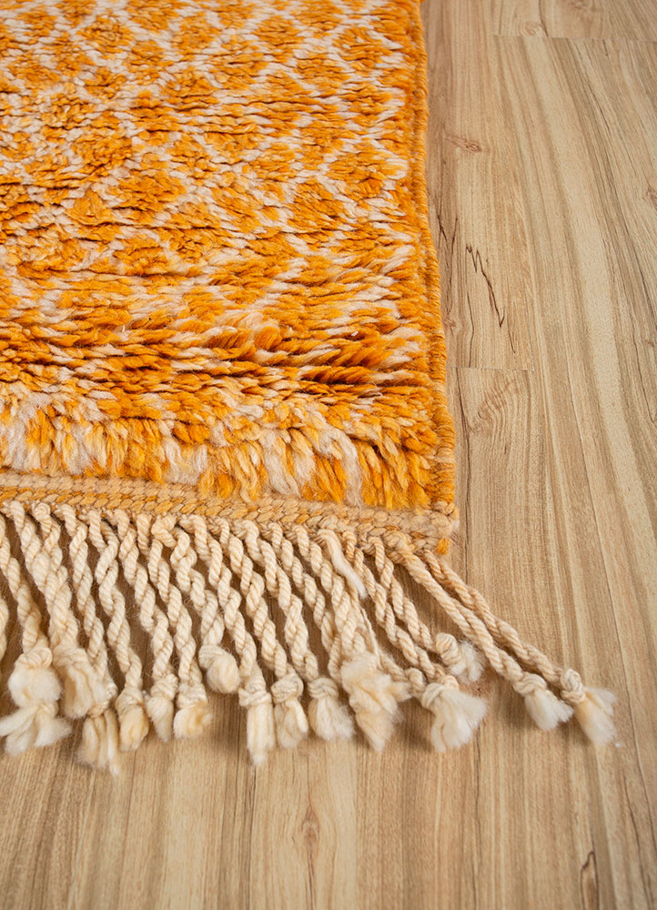 nuray red and orange wool hand knotted Rug - Corner