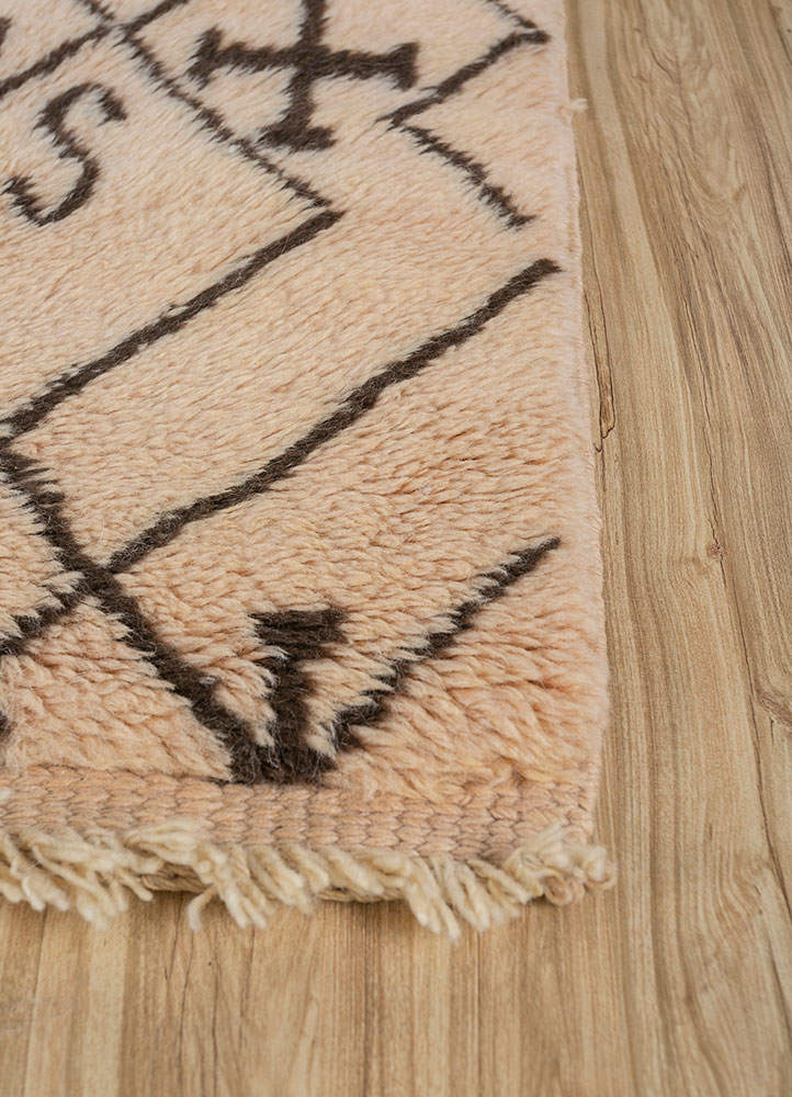 nuray beige and brown wool hand knotted Rug - Corner