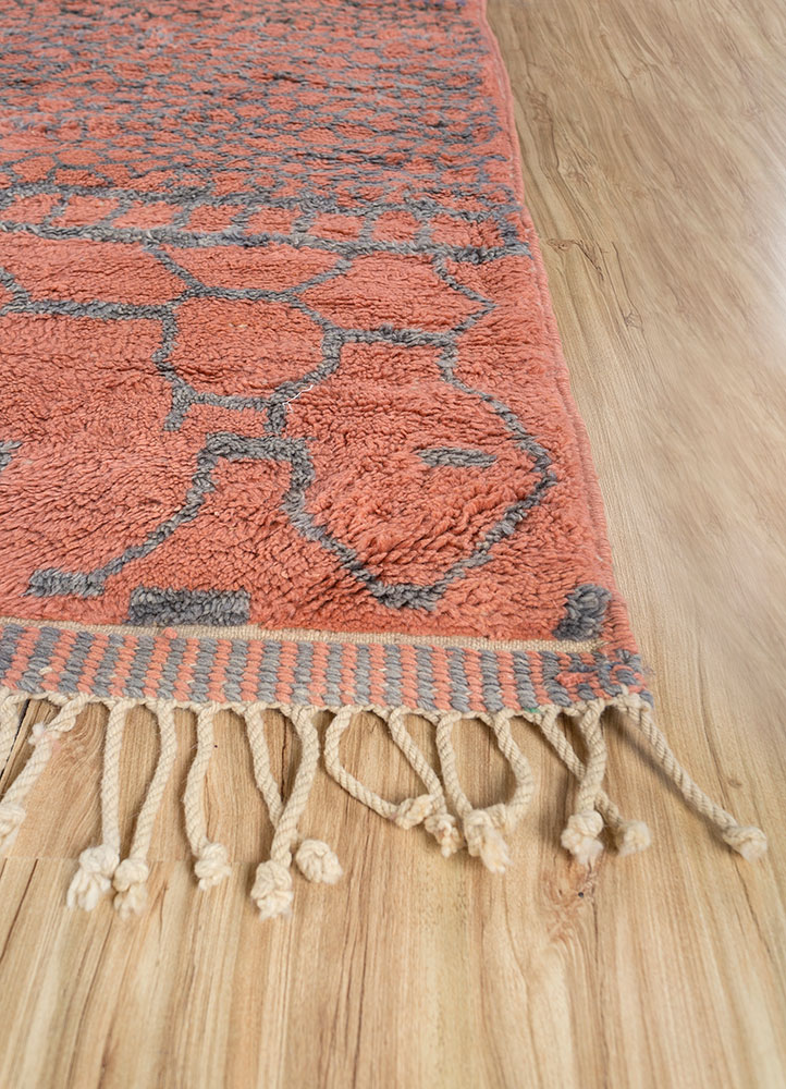 nuray red and orange wool hand knotted Rug - Corner