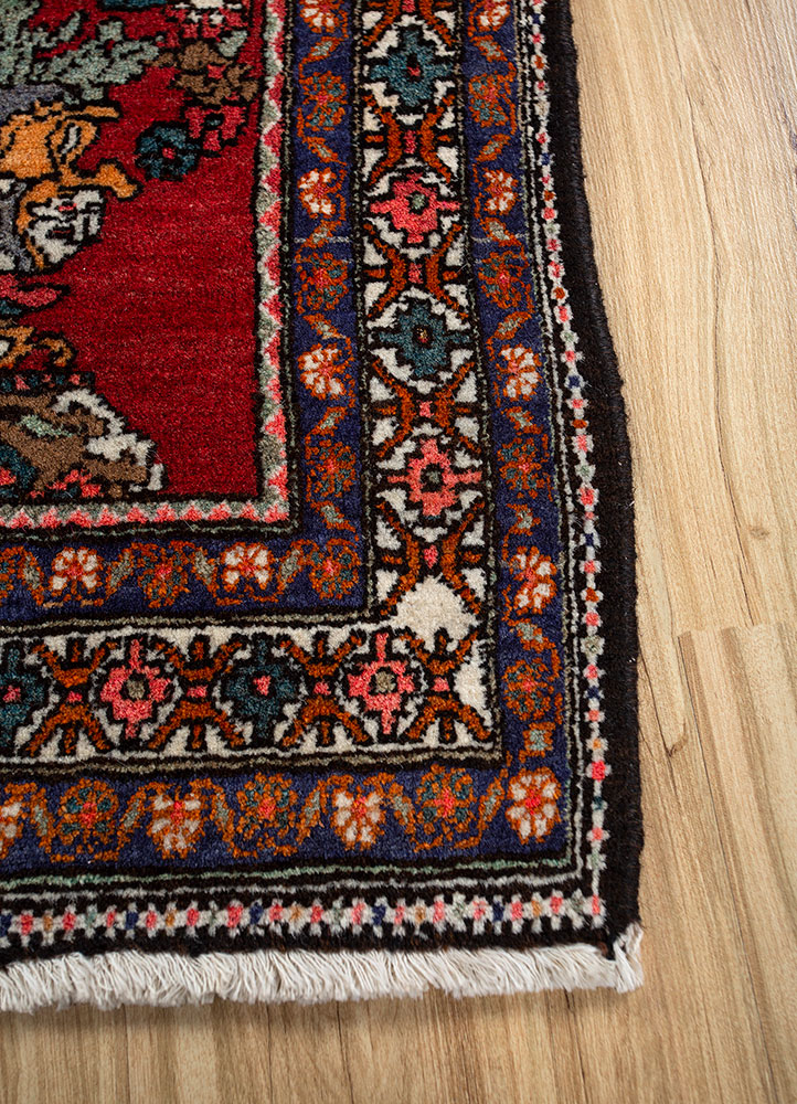 kiaan red and orange wool hand knotted Rug - Corner
