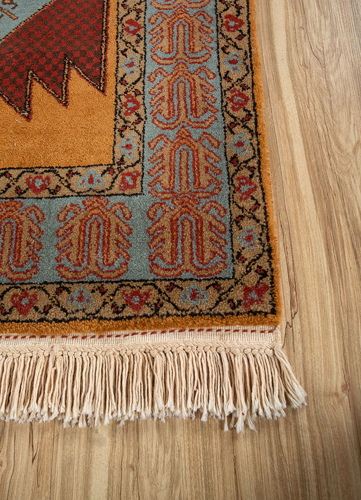 kiaan blue wool hand knotted Rug - Corner