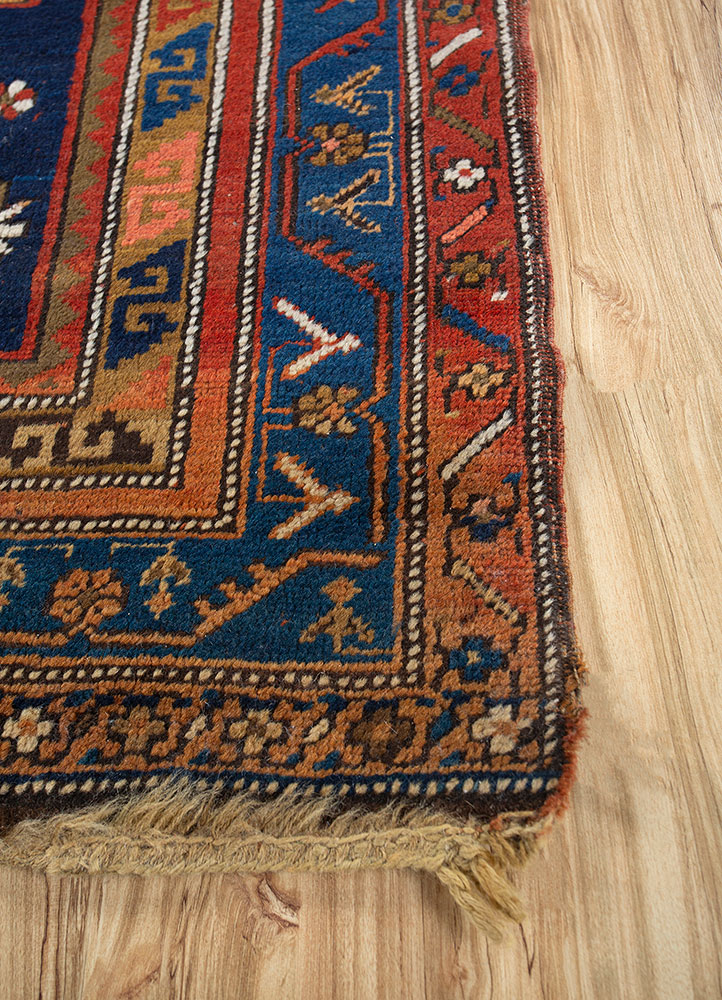 kiaan red and orange wool hand knotted Rug - Corner
