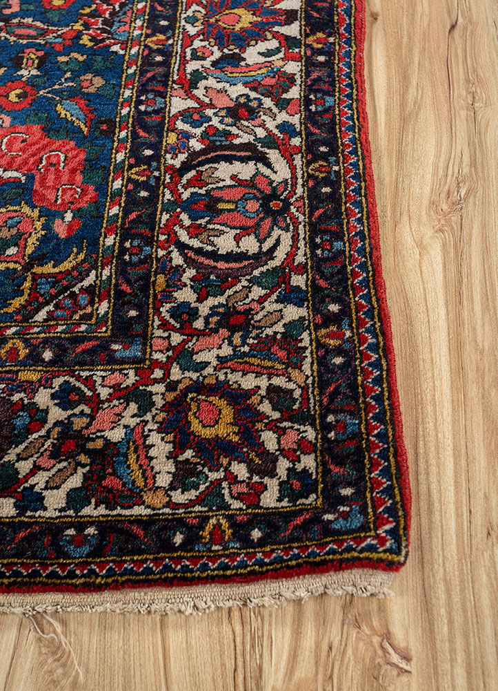 aalam red and orange wool hand knotted Rug - Corner