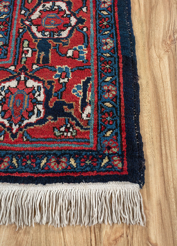 aalam blue wool hand knotted Rug - Corner