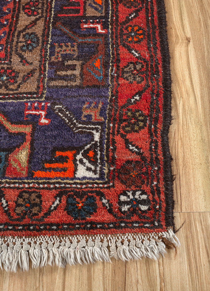 kiaan red and orange wool hand knotted Rug - Corner