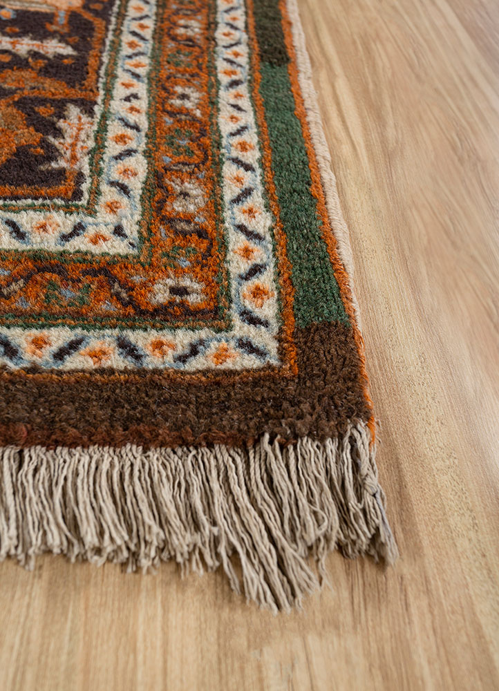 aalam blue wool hand knotted Rug - Corner