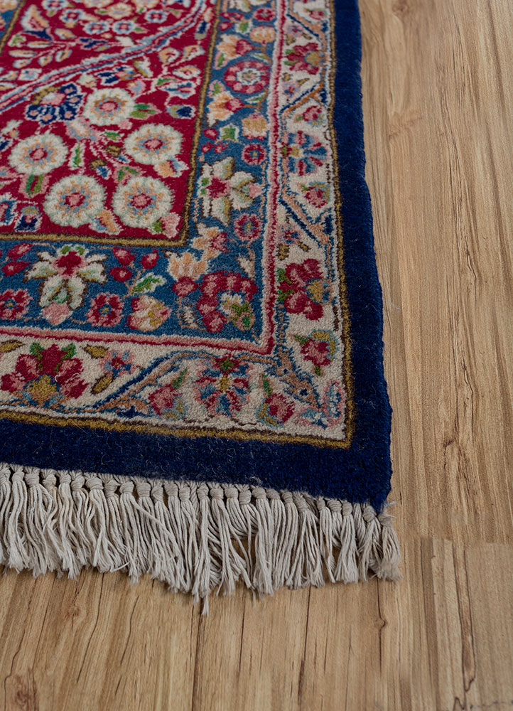 aalam blue wool hand knotted Rug - Corner