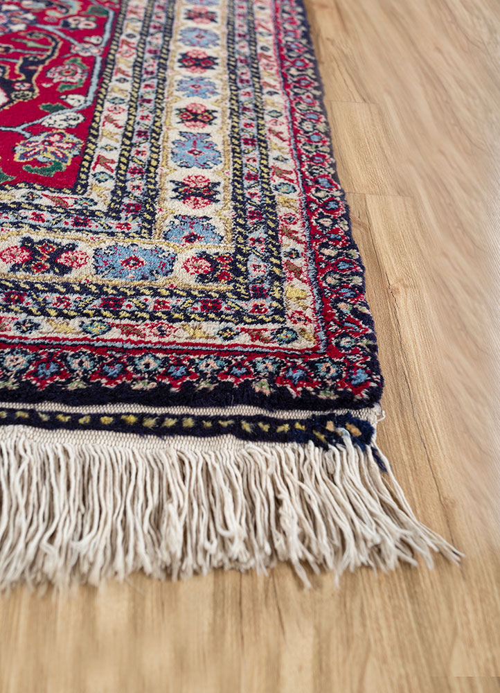 aalam blue wool hand knotted Rug - Corner