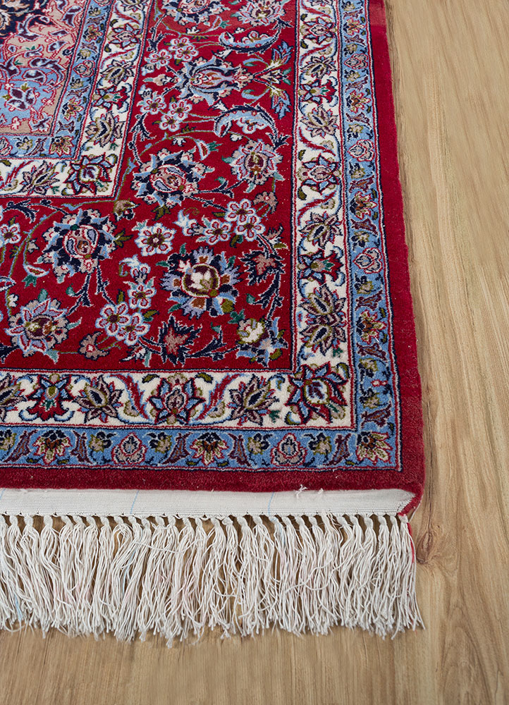 aalam ivory wool hand knotted Rug - Corner