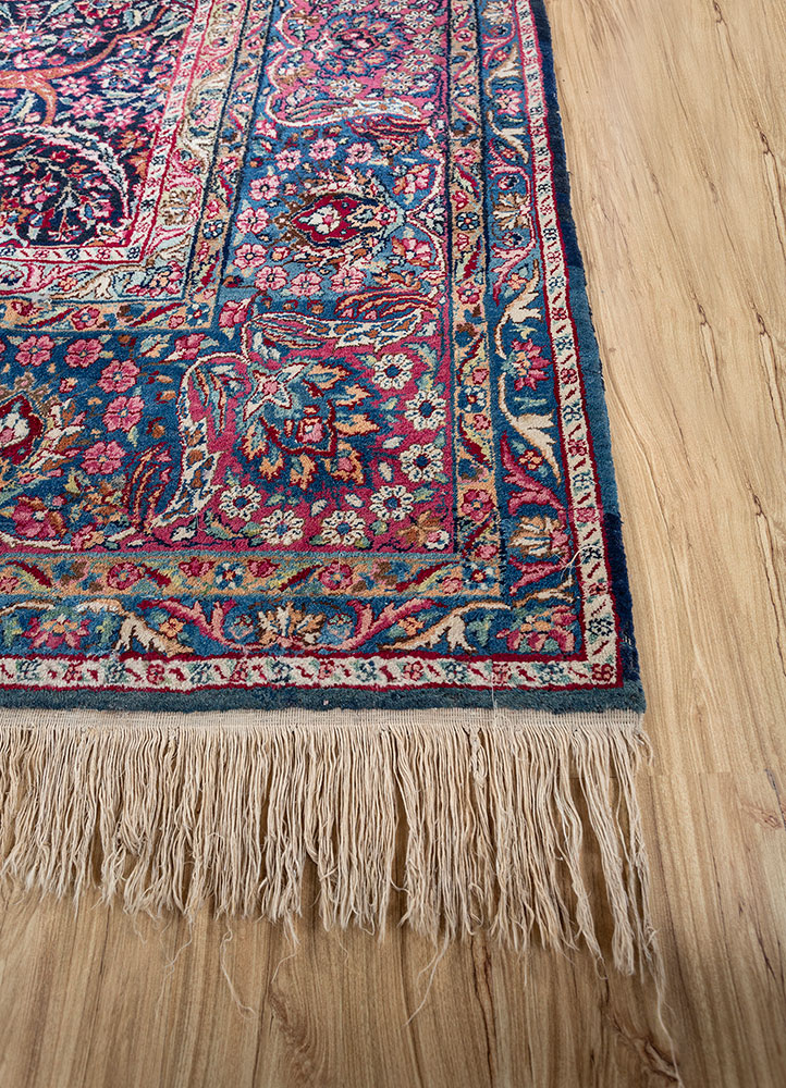 aalam blue wool hand knotted Rug - Corner