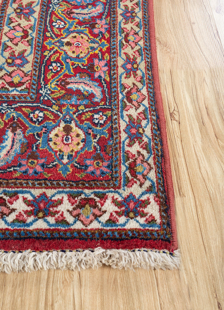 aalam blue wool hand knotted Rug - Corner