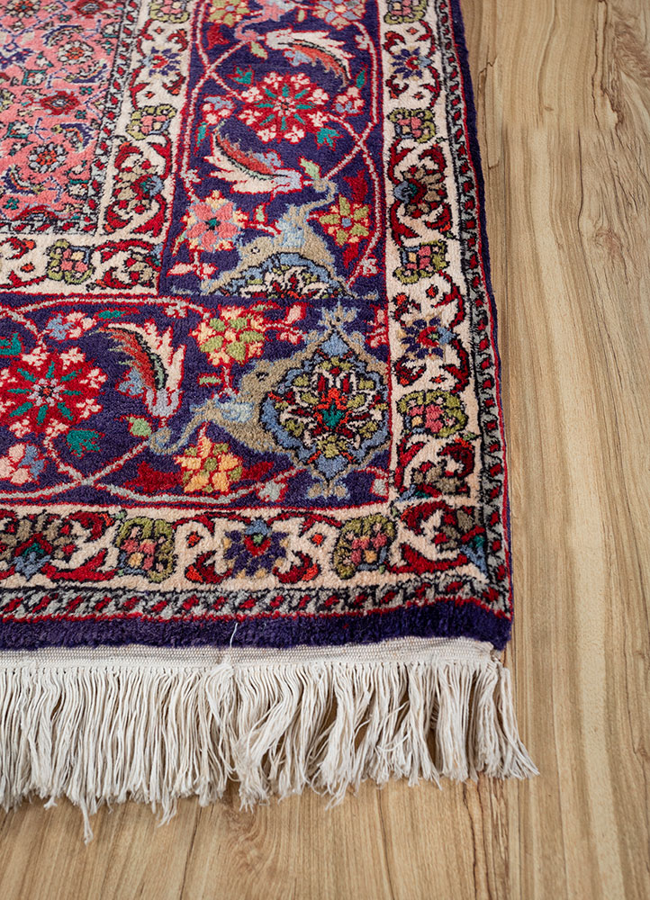 aalam red and orange wool hand knotted Rug - Corner