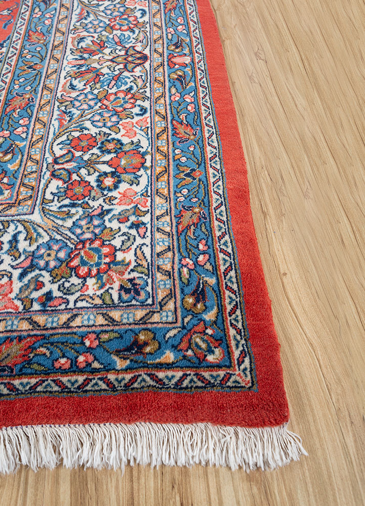 aalam blue wool hand knotted Rug - Corner