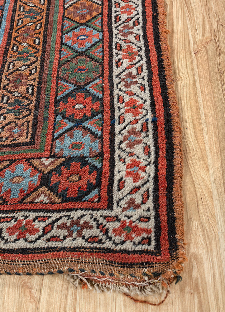 nuray blue wool hand knotted Rug - Corner