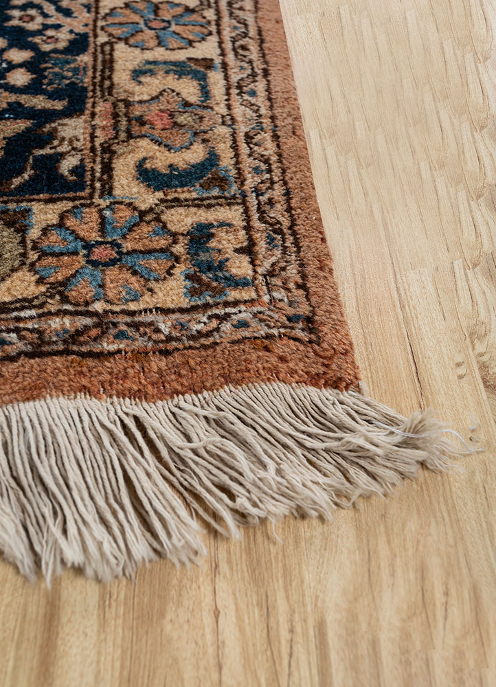 aalam beige and brown wool hand knotted Rug - Corner