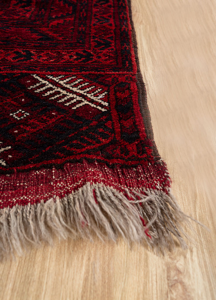 kiaan red and orange wool hand knotted Rug - Corner