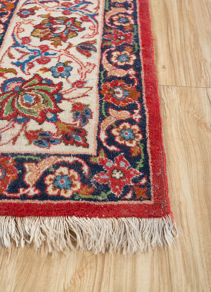 aalam blue wool hand knotted Rug - Corner