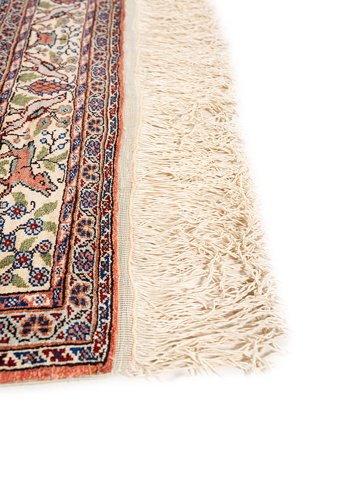 gulmarg red and orange silk hand knotted Rug - Corner
