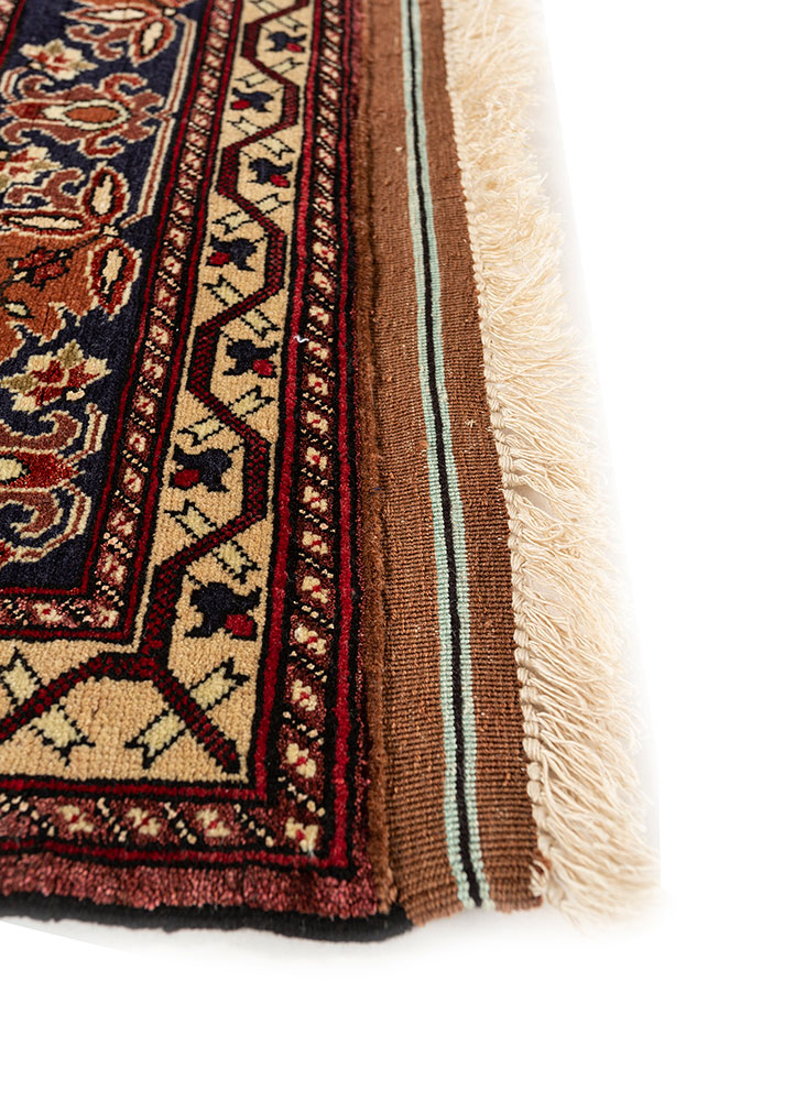 aalam red and orange wool hand knotted Rug - Corner