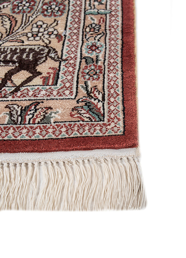 gulmarg grey and black silk hand knotted Rug - Corner