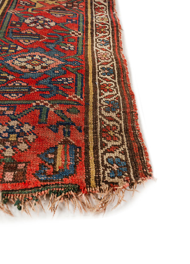 aalam blue wool hand knotted Rug - Corner