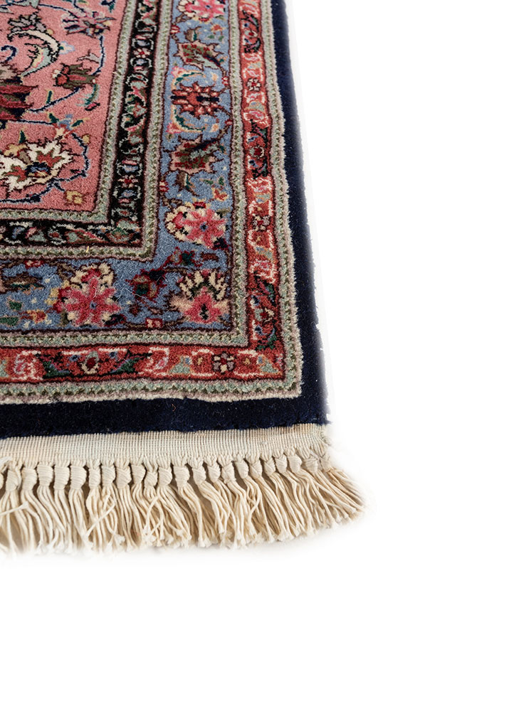 aalam blue wool hand knotted Rug - Corner