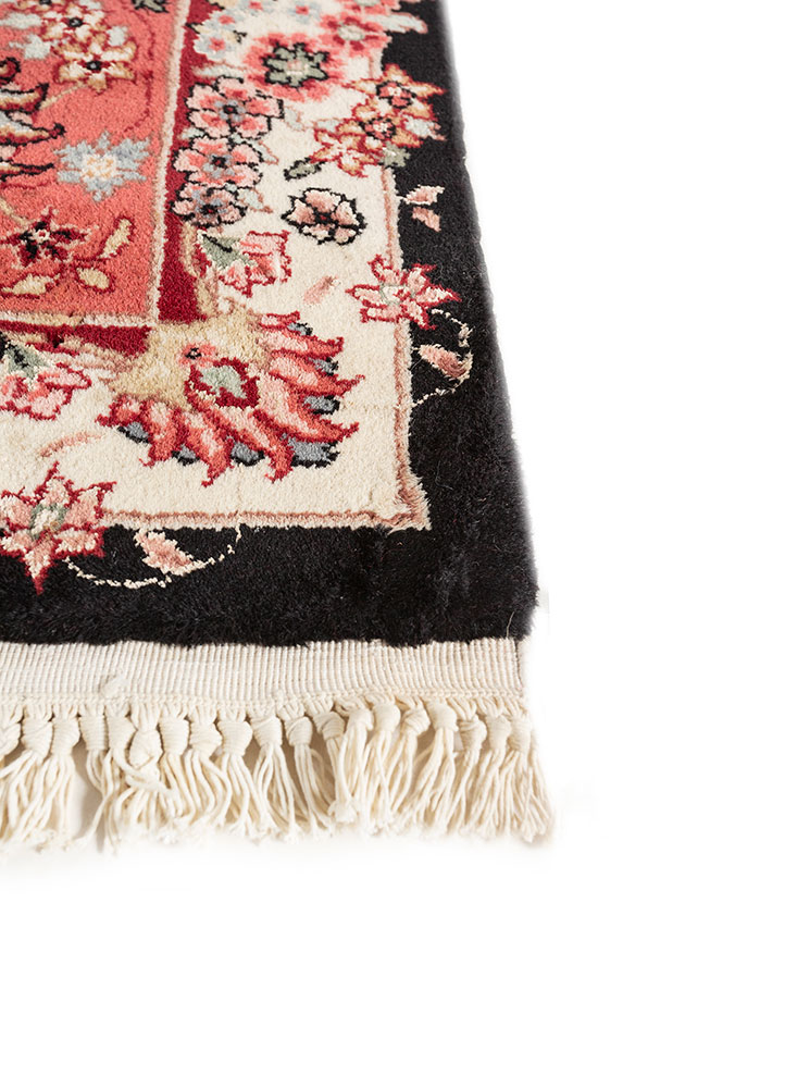 aalam grey and black wool hand knotted Rug - Corner