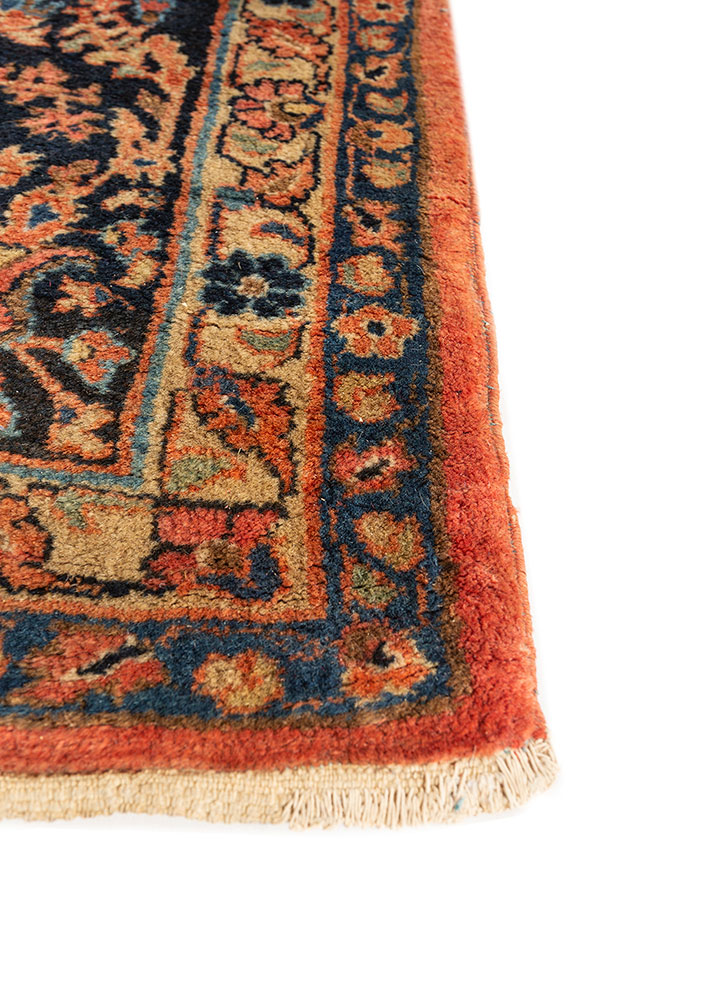 aalam pink and purple wool hand knotted Rug - Corner