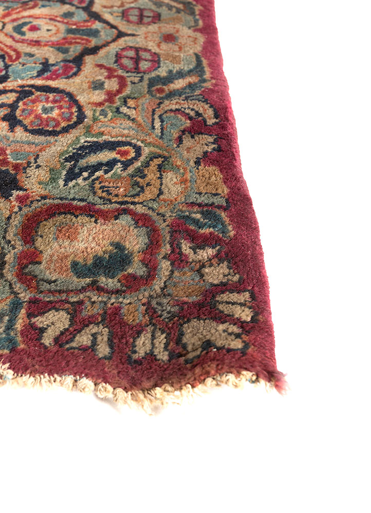 aalam red and orange wool hand knotted Rug - Corner