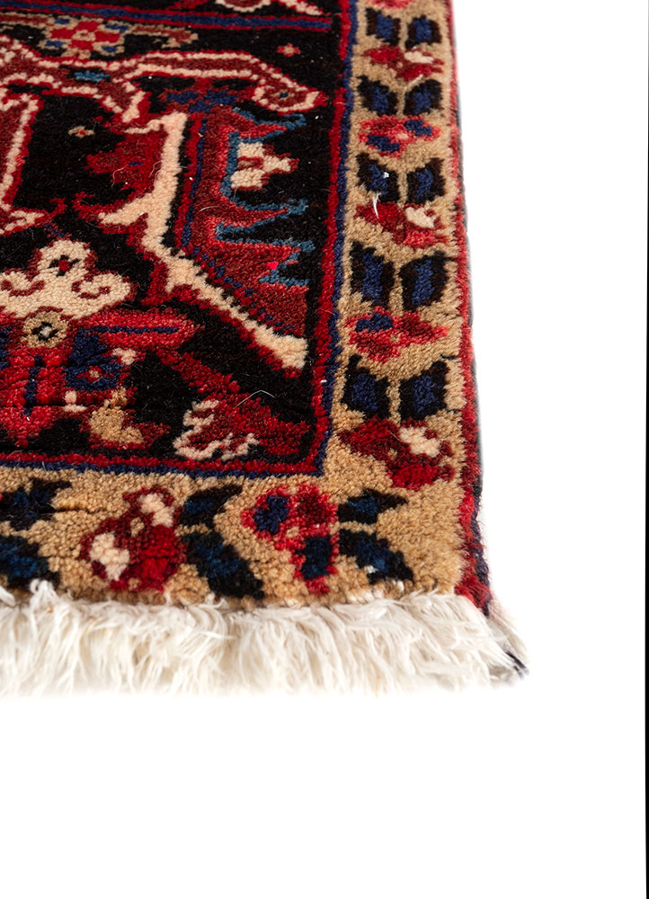 aalam red and orange wool hand knotted Rug - Corner