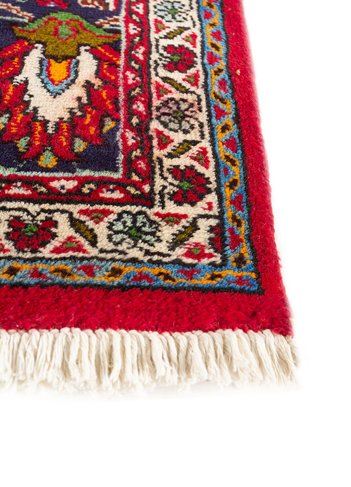aalam red and orange wool hand knotted Rug - Corner