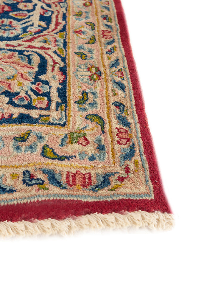 aalam red and orange wool hand knotted Rug - Corner