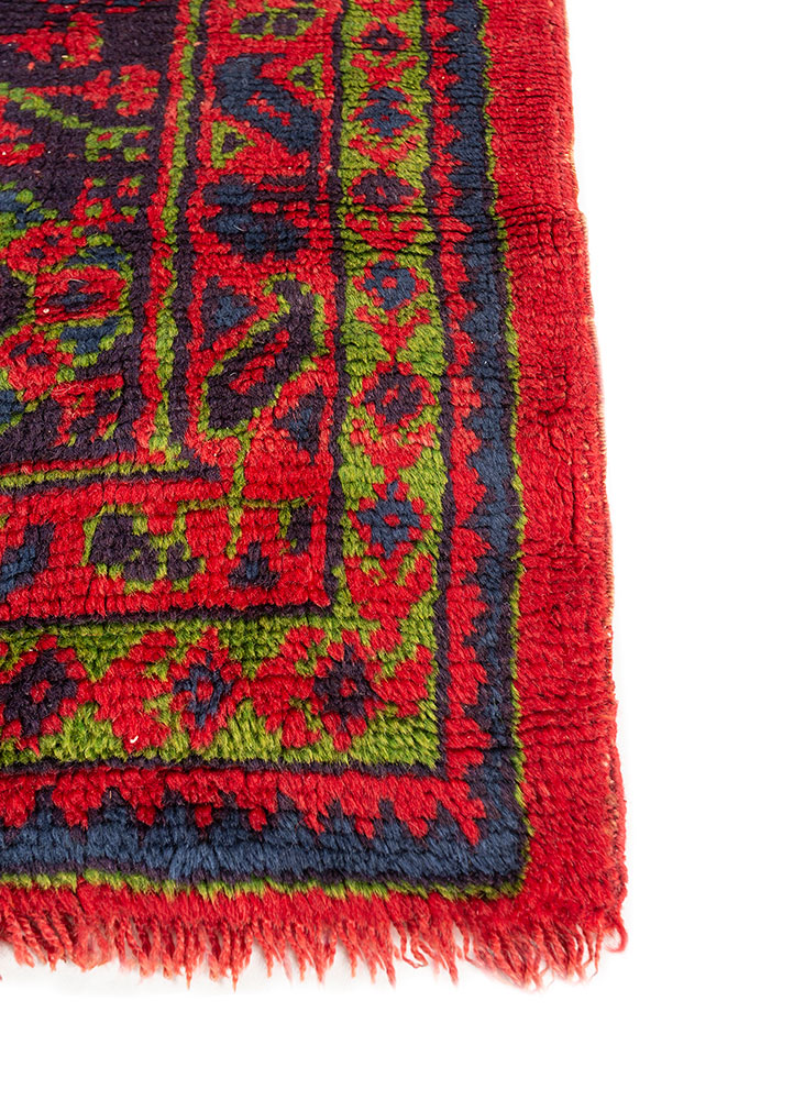 kiaan red and orange wool hand knotted Rug - Corner