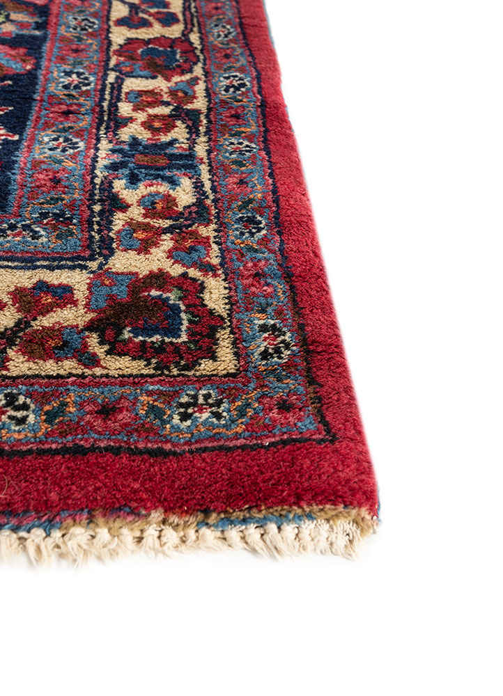 aalam red and orange wool hand knotted Rug - Corner