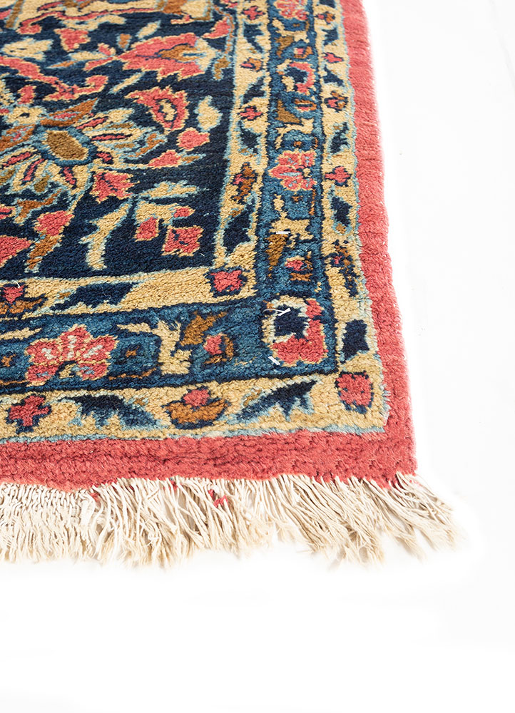 aalam red and orange wool hand knotted Rug - Corner