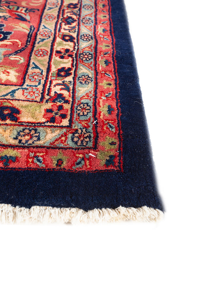 aalam blue wool hand knotted Rug - Corner