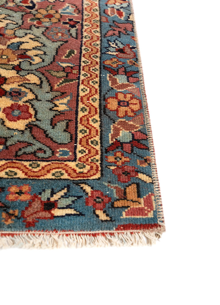 aalam blue wool hand knotted Rug - Corner