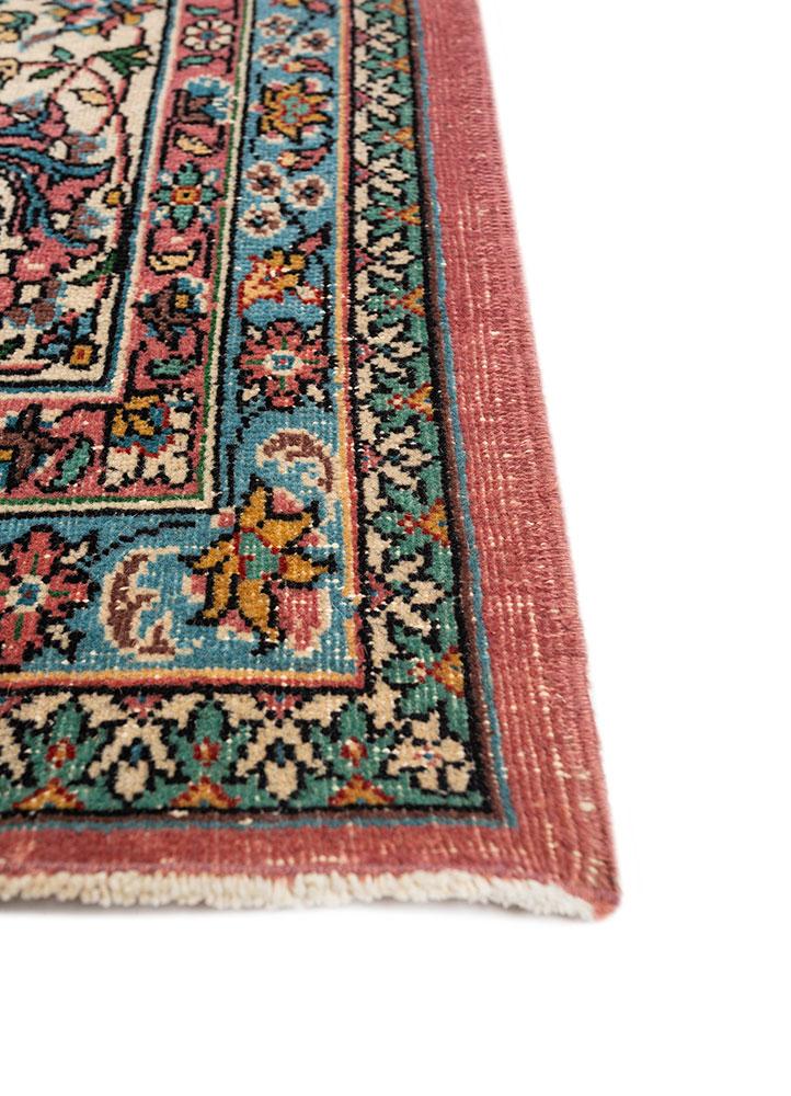 aalam pink and purple wool hand knotted Rug - Corner