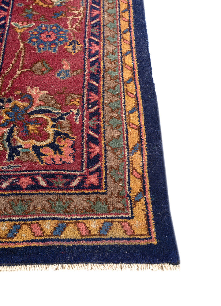 aalam blue wool hand knotted Rug - Corner